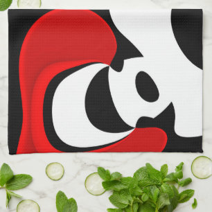 To Mr. Redd: Abstract Black, White & Red Tea Towel