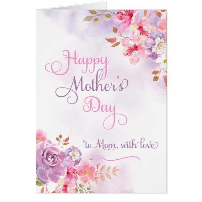 To Mum with love, Happy Mother's Day watercolor (Front)