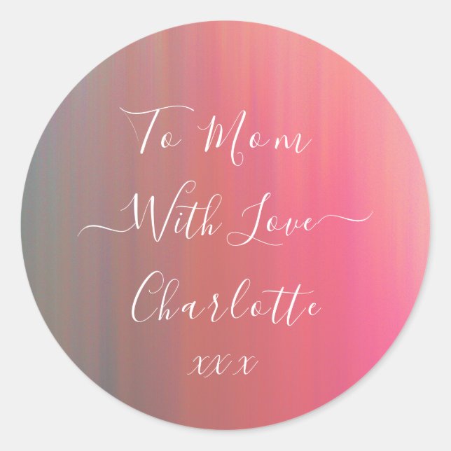 To Mum With Love Pink & Teal Gift Label (Front)