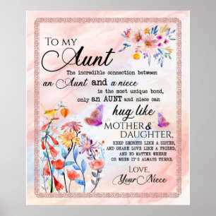 To My Aunt From Niece Flower Lover Gift Poster