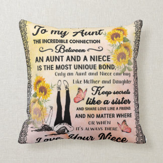To My Aunt From Niece Sunflower Lover Gift Cushion