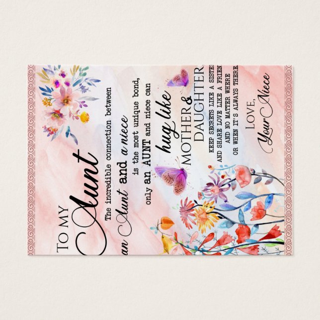 To My Aunt Gift, Butterfly Gift From Niece (Front)