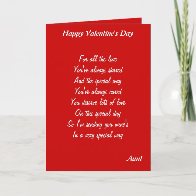 To my aunt on valentine's day holiday card (Front)