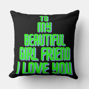 To My Beautiful Girlfriend I Love You Xmas Black Cushion