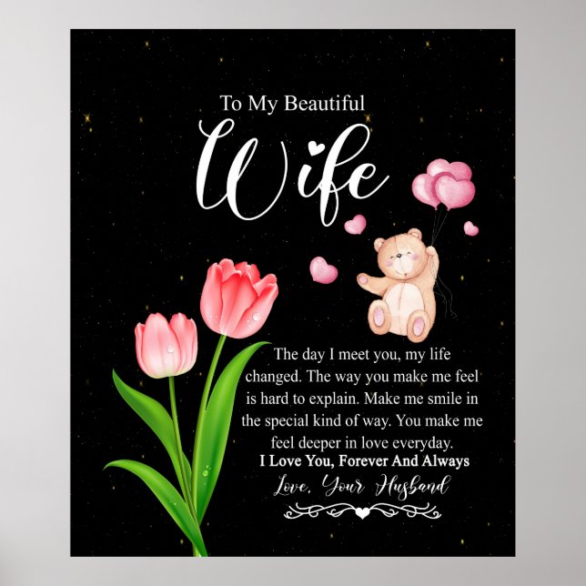 To My Beautiful Wife From Husband Flower Poster (Front)