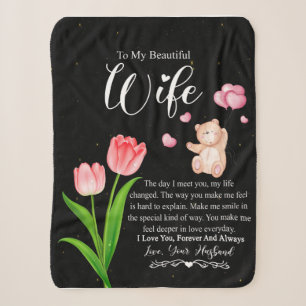 To My Beautiful Wife From Husband Flower Sherpa Blanket