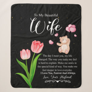 To My Beautiful Wife From Husband Flower Sherpa Blanket