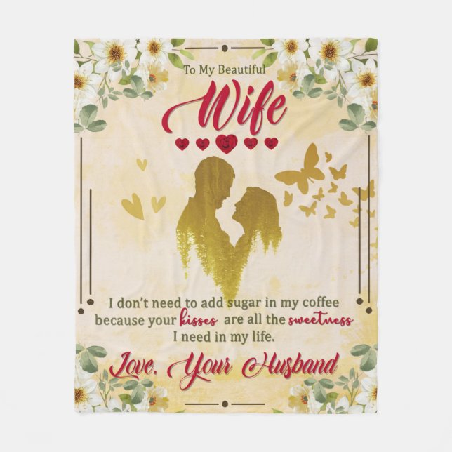 To My Beautiful Wife From Husband Gifts Fleece Blanket (Front)