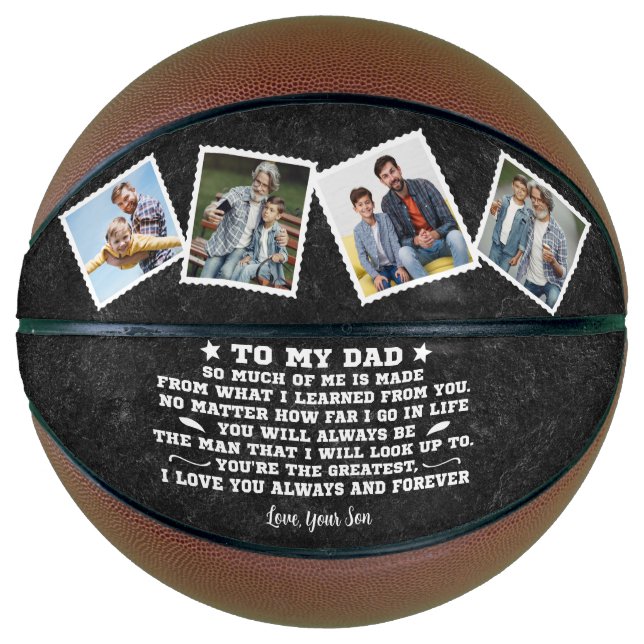 To My Dad I Love You Custom 4 Photo Collage Basketball (Front)