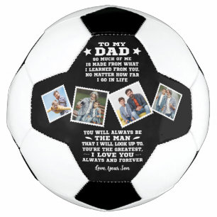 To My Dad I Love You Custom 4 Photo Collage Soccer Ball