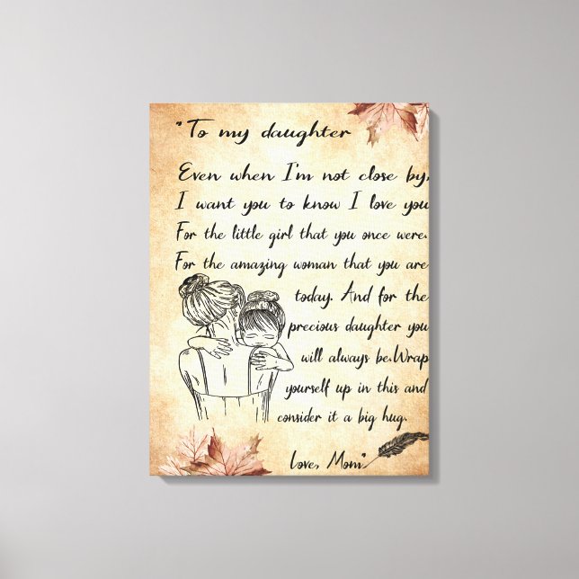 To My Daughter Birthday Gift, Cute Mum Baby Gift Canvas Print (Front)
