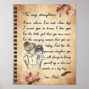 To My Daughter Birthday Gift, Cute Mum Baby Gift Poster