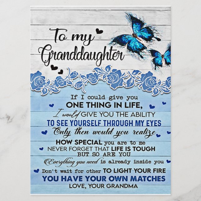 To My Daughter Butterfly Gift, Daughter Birthday Menu (Front)