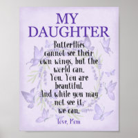 To My Daughter Butterfly Inspirational Quote