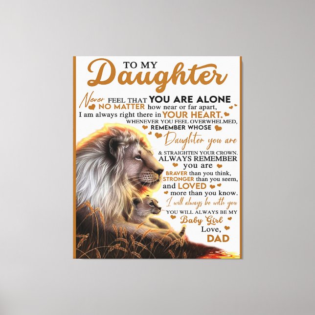 To My Daughter, Daughter Birthday Gift, Baby Girl Canvas Print (Front)