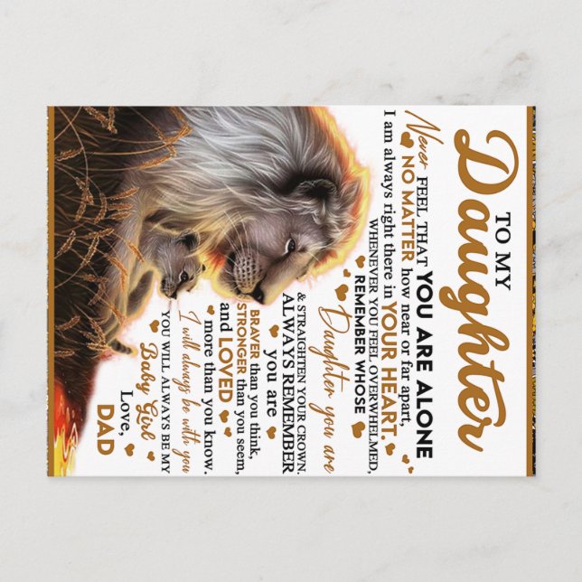 To My Daughter, Daughter Birthday Gift, Baby Girl Postcard (Front)