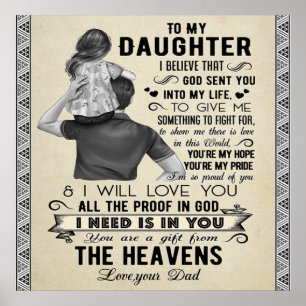 To My Daughter, Daughter Birthday Gift, Baby Girl Poster