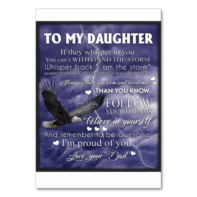 To My Daughter, Daughter Birthday Gift, Baby Girl Table Number (Front)