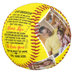 To My Daughter From Dad Quote & Custom 4 Photos Softball