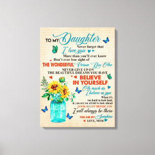 To My Daughter Gift,Butterfly Lover,Sunflower Gift Canvas Print