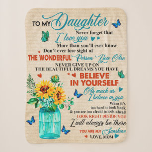 To My Daughter Gift,Butterfly Lover,Sunflower Gift Sherpa Blanket