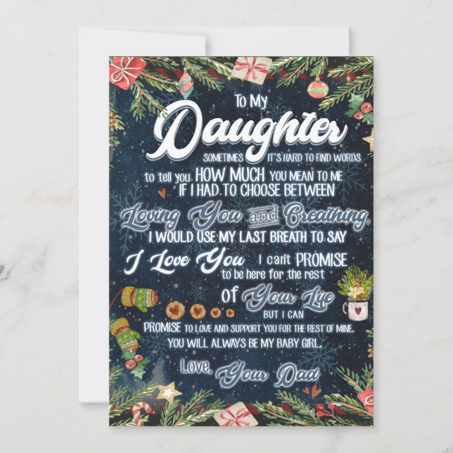 To My Daughter Gift, Christmas Letter To Daughter Holiday Card (Front)