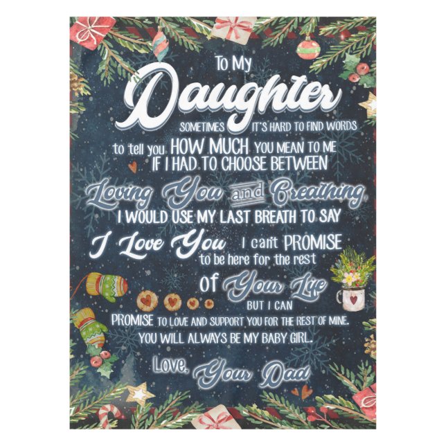 To My Daughter Gift, Christmas Letter To Daughter Tablecloth (Front)