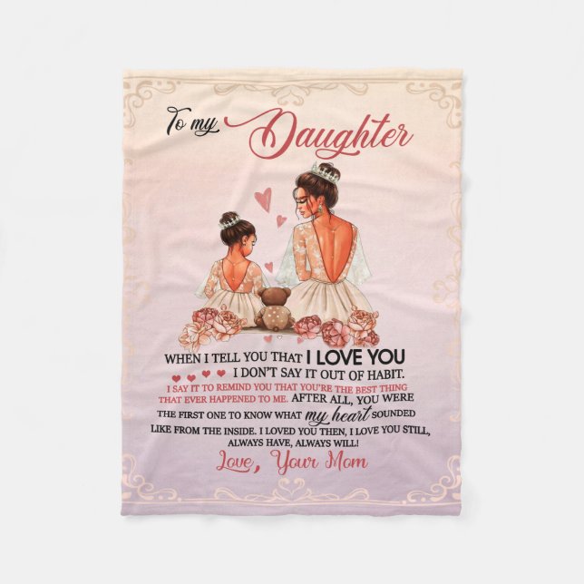 To My Daughter Gift, Daughter And Mum, Love Letter Fleece Blanket (Front)