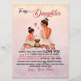 To My Daughter Gift, Daughter And Mum, Love Letter Menu