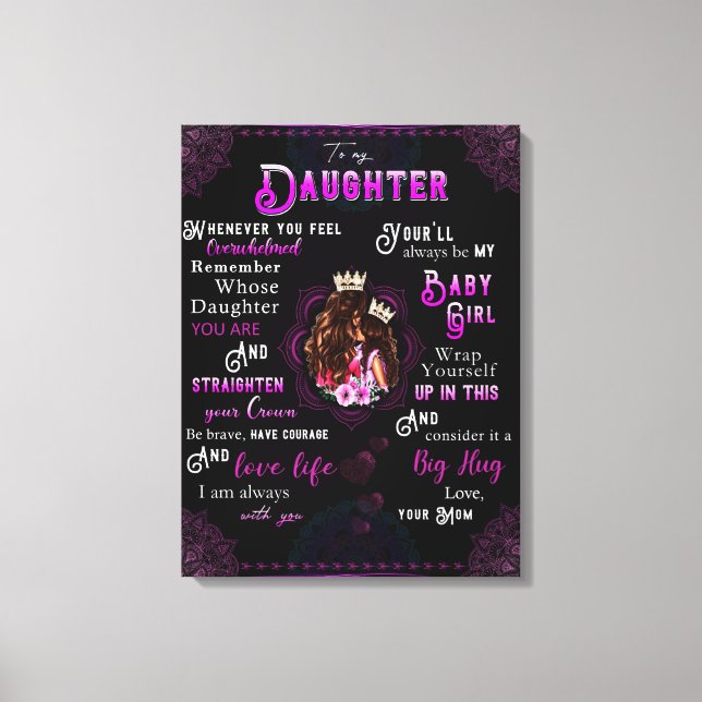 To My Daughter Gift, Love Letter Daughter And Mum Canvas Print (Front)