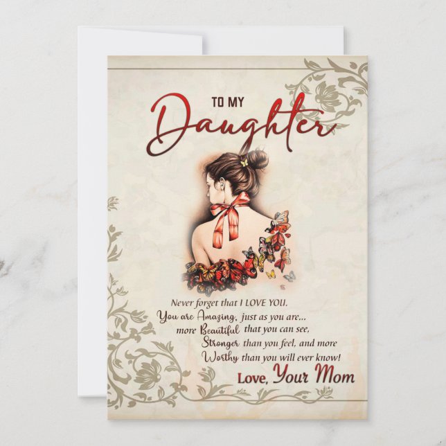 To My Daughter Gift, Love Letter Daughter And Mum Holiday Card (Front)