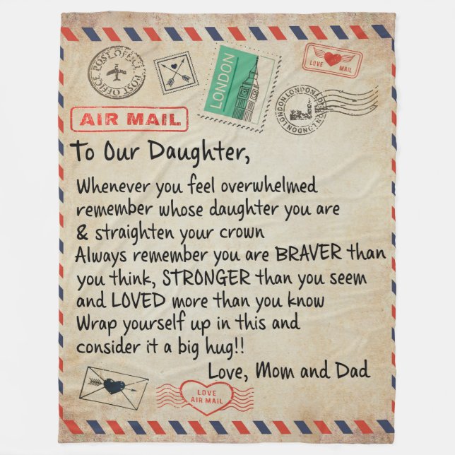 To My Daughter Gift, Love Letter To Our Daughter Fleece Blanket (Front)