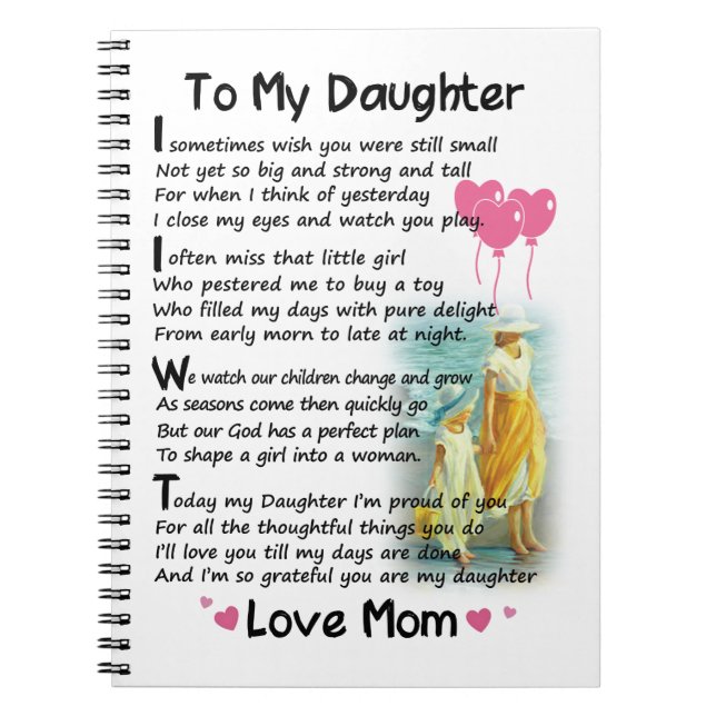 To My Daughter - I Sometimes Wish Notebook (Front)