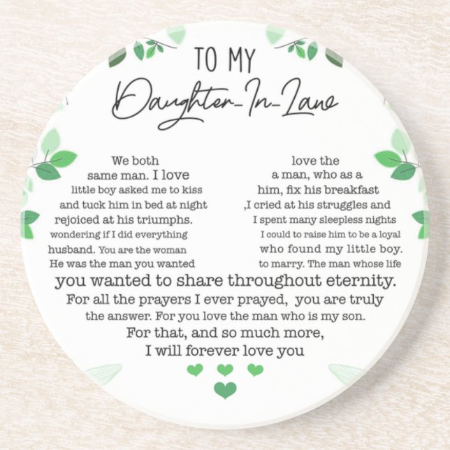 To my daughter -in-law coaster (Front)
