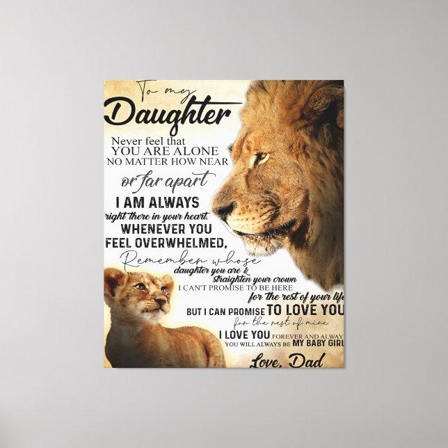 To My Daughter Lion Family Gift, Daughter Birthday Canvas Print (Front)