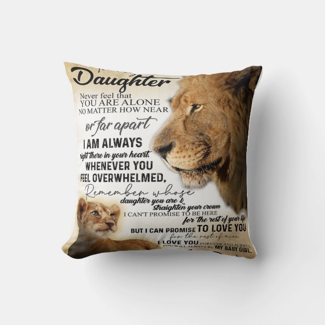 To My Daughter Lion Family Gift, Daughter Birthday Cushion (Front)