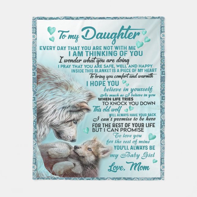 To My Daughter Lion Family Gift, Daughter Birthday Fleece Blanket (Front)