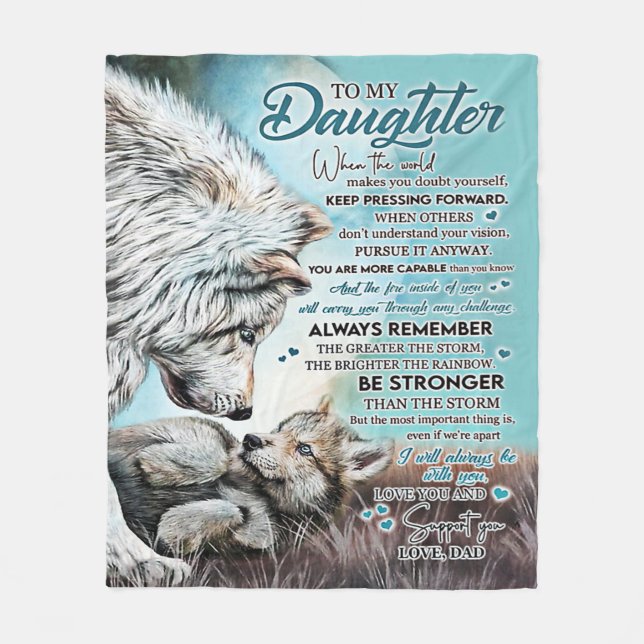 To My Daughter Lion Family Gift, Daughter Birthday Fleece Blanket (Front)