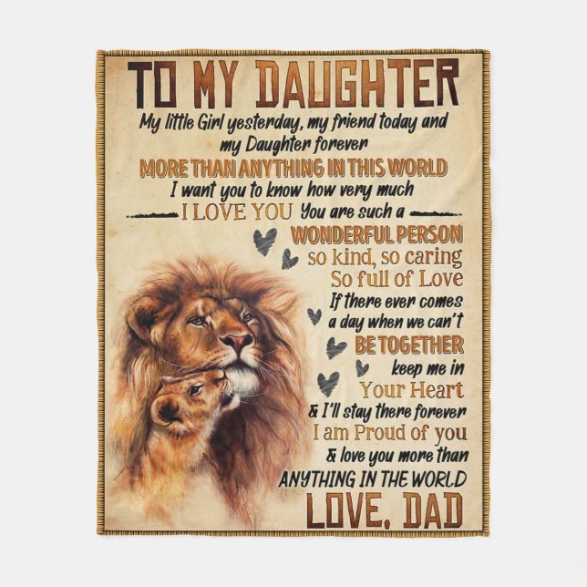 To My Daughter Lion Family Gift, Daughter Birthday Fleece Blanket (Front)