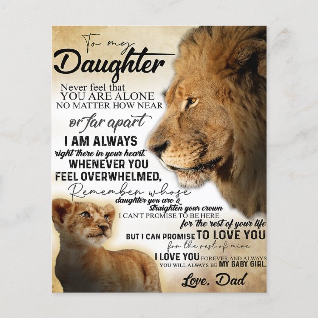 To My Daughter Lion Family Gift, Daughter Birthday Flyer (Front)