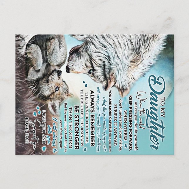 To My Daughter Lion Family Gift, Daughter Birthday Postcard (Front)