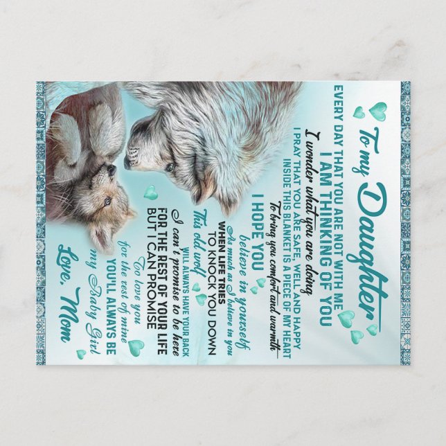 To My Daughter Lion Family Gift, Daughter Birthday Postcard (Front)