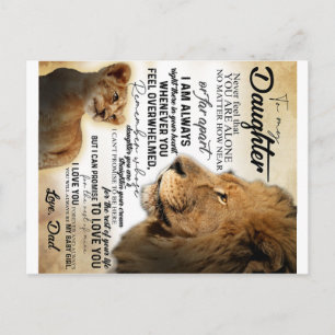 To My Daughter Lion Family Gift, Daughter Birthday Postcard