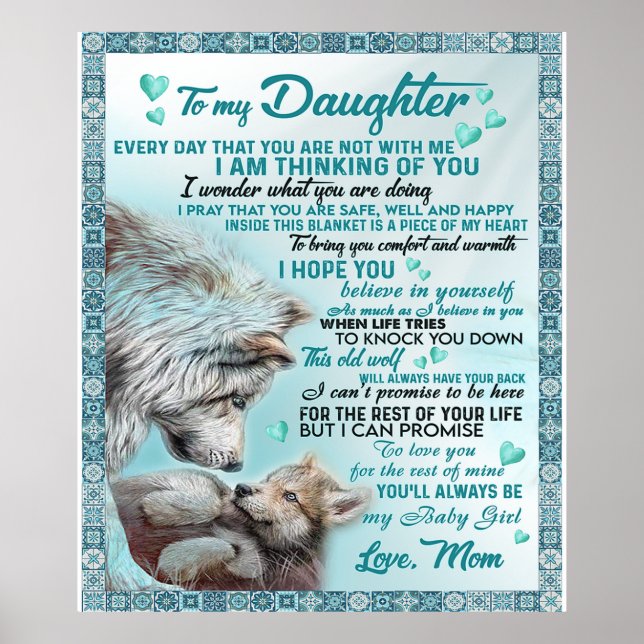 To My Daughter Lion Family Gift, Daughter Birthday Poster (Front)