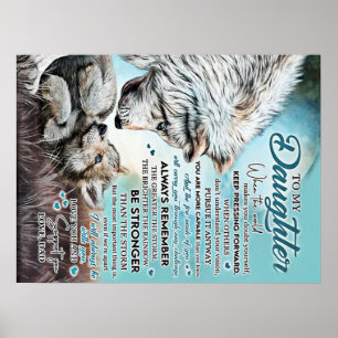 To My Daughter Lion Family Gift, Daughter Birthday Poster