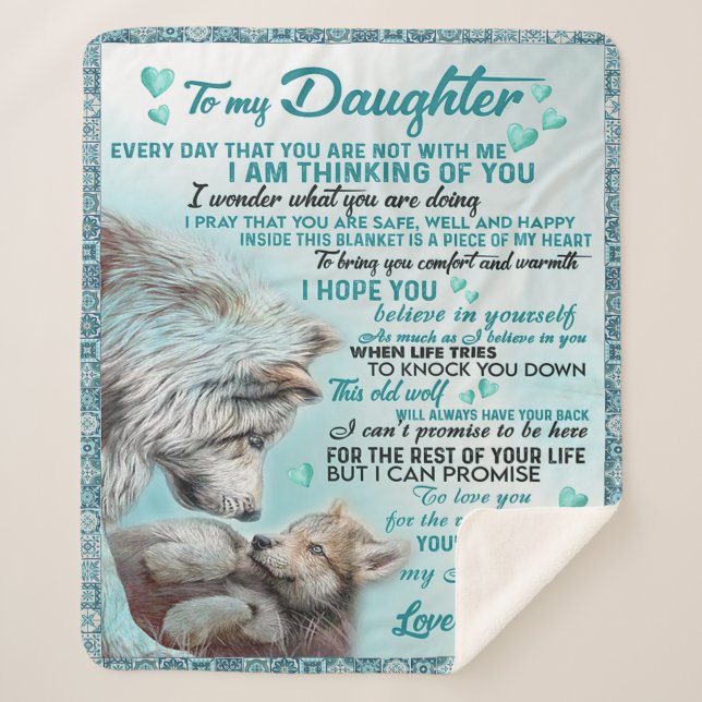 To My Daughter Lion Family Gift, Daughter Birthday Sherpa Blanket (Front)
