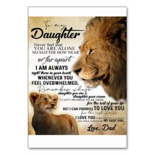 To My Daughter Lion Family Gift, Daughter Birthday Table Number