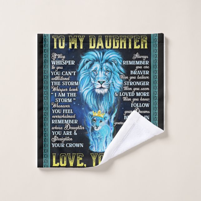 To My Daughter Lion Gift, Gift From Lion Dad Wash Cloth (Wash Cloth)
