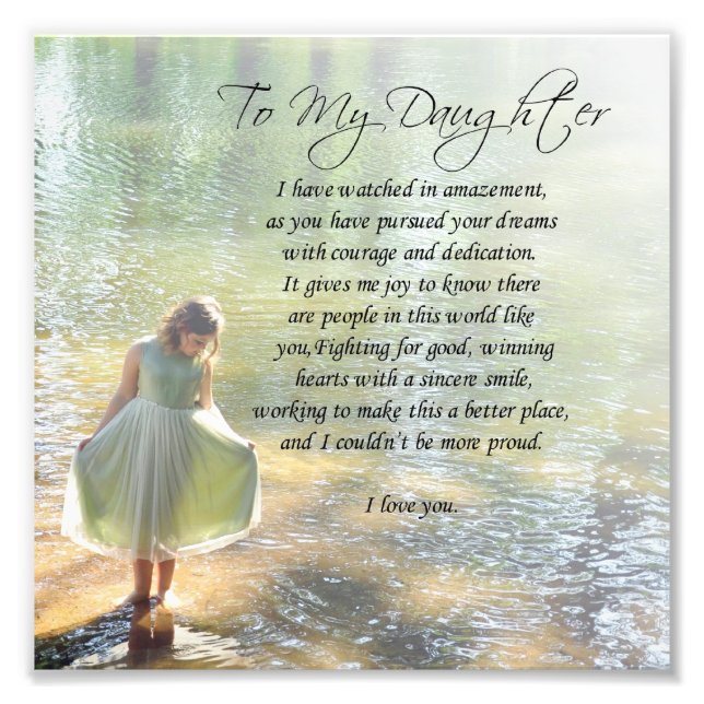 "To My Daughter" Little Girl in Water Poem Print (Front)