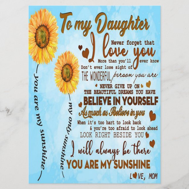 To my daughter | Special letter to my daughter Menu (Front)